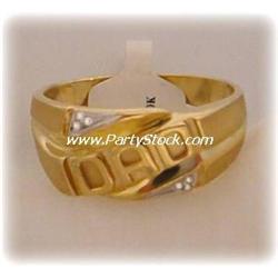 10K GOLD MENS DIAMOND RING SAYS “DAD” Size 10