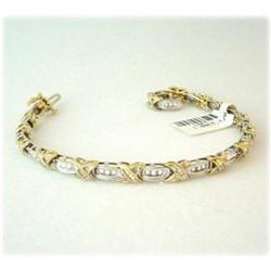 SOLID 14K GOLD 1Carat DIAMOND BRACELET 2 Tone