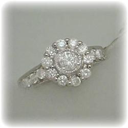 14K GOLD GENUINE DIAMOND RING 1 Carat FLOWER SIZE 7