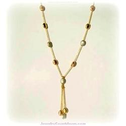 Solid 14K Gold Drop Necklace Beaded 2 3 Tone Yellow White Pink NEW