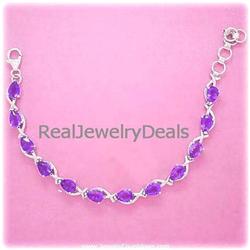 REAL Genuine Amethyst Tennis Bracelet Silver