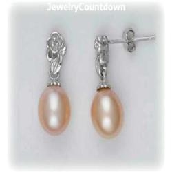 PINK PEARL DROP DANGLE STERLING SILVER GENUINE NEW