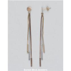 3.5" Solid 14K Gold 3 Strand Earrings Dangle