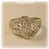Image 1 : WHITE GOLD DIAMOND RING FILIGREE WIDE Size6.5