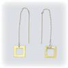 Solid 14K Gold Square Pendant Earrings Dangle