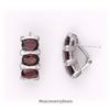 Genuine Garnet Hinged POST Earrings Silver BIG