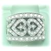Image 2 : HEART GENUINE Diamond Ring 14K White Gold BIG
