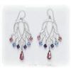 Solid Sterling Silver Earrings Pink Blue Purple