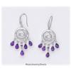 Genuine Amethyst Chandelier Earrings Silver NEW