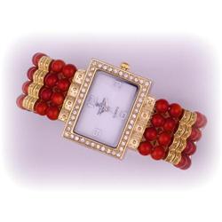 Genuine Red Jade Bangle Watch Simulated Diamond NEW