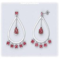 Solid Sterling Silver Dangle Earrings Pink