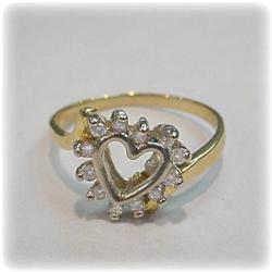 Genuine Diamond Heart Ring 14K Gold Sz. 6.5 Solid