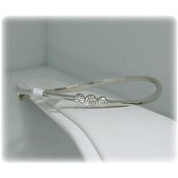 Genuine Diamond 14K White Gold Bangle Bracelet