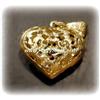 Solid 14k Gold Puffy Filigree Heart Necklace 6G