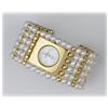 Genuine Pearl Bangle Watch Bracelet Gold New