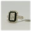 Image 2 : 14K White Gold Genuine Diamond Onyx Ring Big