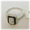 Image 3 : 14K White Gold Genuine Diamond Onyx Ring Big