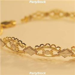 SOLID 14K GOLD FILIGREE BRACELET 7" Two Tone 2