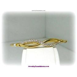 10K Gold Bangle Bracelet Genuine Diamond YG