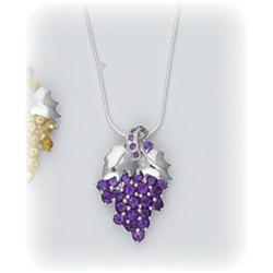 Grapevine Grapes Amethyst Necklace Pendant Silver