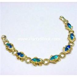 14K GOLD OPAL FROG BRACELET 7" JEWELRY 22g