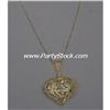 Image 2 : Solid 14k Gold Puffy Filigree Heart Necklace 6G