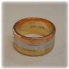 Image 2 : Wide Solid 14K 3Tone Gold Ring Sz6 TriColor NEW