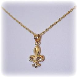 Solid 14K Gold Fleur de Lis Necklace 18" di flor