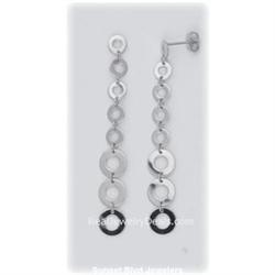 2.5" 14K Gold Retro Circle Drop Earrings Solid NEW