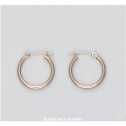 New 3/4" Solid 14K Pink Gold HOOPS Earrings .75