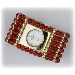 Genuine Mandarin Orange Garnet Bangle Watch Bracelet Gold New