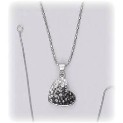 Swarovski Crystal Silver BIG HEART Necklace Sterling