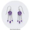Image 2 : Genuine Amethyst Dangle Earrings Solid Silver