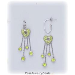 Genuine Peridot DANGLING LONG DROP Earrings NEW