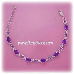 Sterling Silver REAL Amethyst Tennis Bracelet