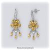 Image 2 : Genuine Citrine Flower Earrings DANGLE DROP NEW