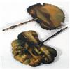 Image 1 : PAIR OF ENGLISH PAPIER MACHE FANS, 15" lon