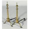 Image 1 : PAIR OF CHIPPENDALE BRASS ANDIRONS Philade