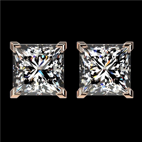 2.50 ctw VS/SI Quality Princess Diamond Stud Earrings 10k Rose Gold - REF-601W4H