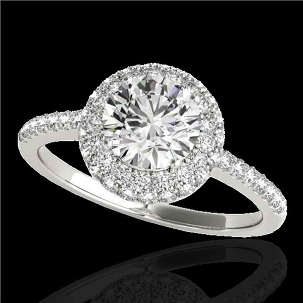 1.6 ctw Certified Diamond Solitaire Halo Ring 10k White Gold - REF-203X2A