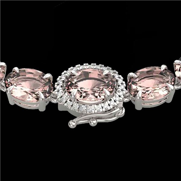 42.25 ctw Morganite & Diamond Eternity Micro Necklace 14k White Gold - REF-490M9G