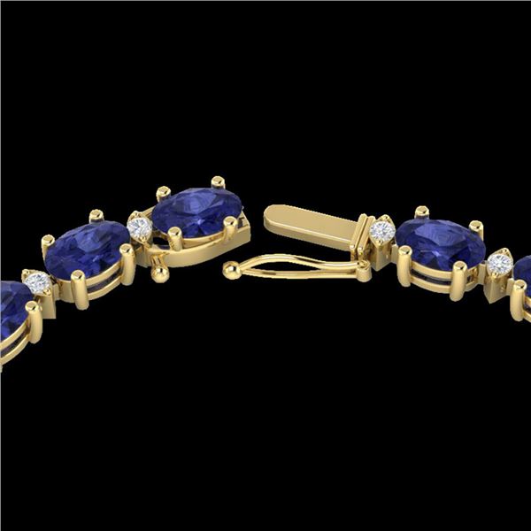 34 ctw Tanzanite & VS/SI Diamond Eternity Necklace 10k Yellow Gold - REF-281W8H