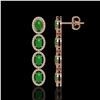 Image 2 : 6.44 ctw Jade & Diamond Micro Pave Halo Earrings 10k Rose Gold - REF-103M6G