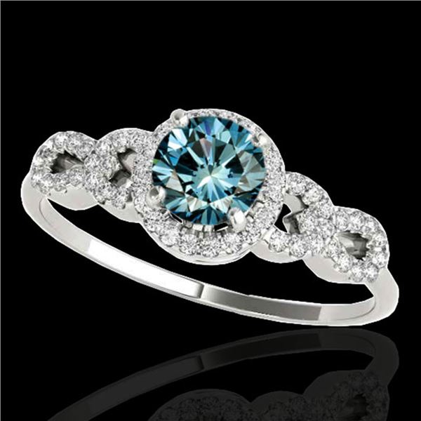 1.33 ctw SI Certified Fancy Blue Diamond Solitaire Ring 10k White Gold - REF-128A2N