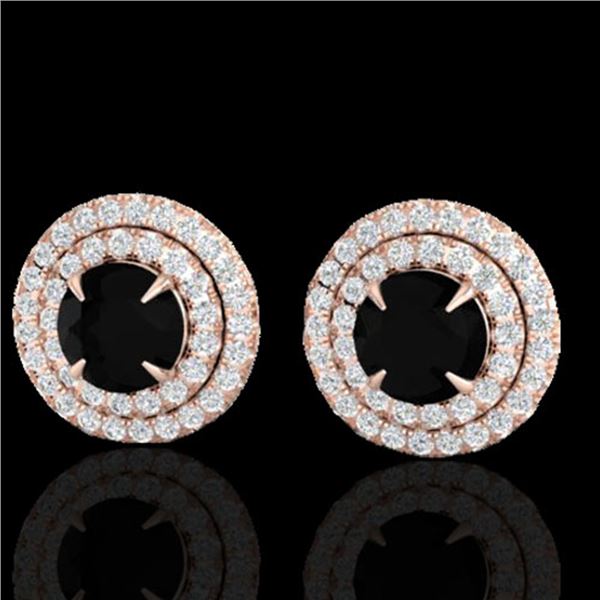 2 ctw Micro Pave VS/SI Diamond Certified Stud Earrings 14k Rose Gold - REF-100W8H