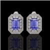 Image 1 : 11.25 ctw Tanzanite & Diamond Victorian Earrings 14K White Gold - REF-672F8M