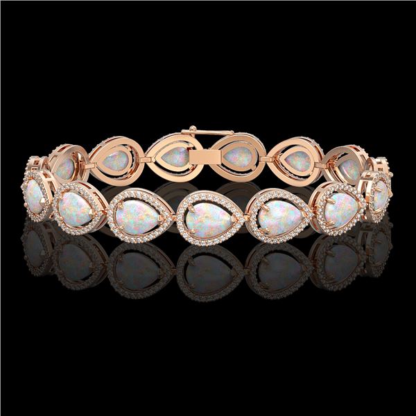 17.15 ctw Opal & Diamond Micro Pave Halo Bracelet 10k Rose Gold - REF-321Y6X