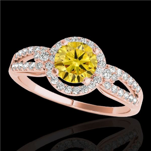 1.25 ctw Certified SI/I Fancy Intense Yellow Diamond Ring 10k Rose Gold - REF-190N9F