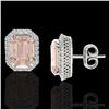 Image 2 : 8.40 ctw Morganite & Micro Pave VS/SI Diamond Earrings 18k White Gold - REF-210N8F