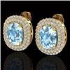 Image 1 : 6 ctw Sky Blue Topaz & Micro Pave VS/SI Diamond Earrings 10k Yellow Gold - REF-107W3H